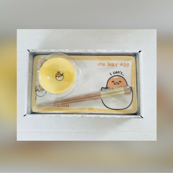 Sanrio Hello Kitty and Friends Gudetama The Lazy Egg 3 Piece Sushi Plate Set - Picture 8 of 9